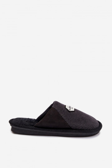 Men's slippers with patch Black Presine 2