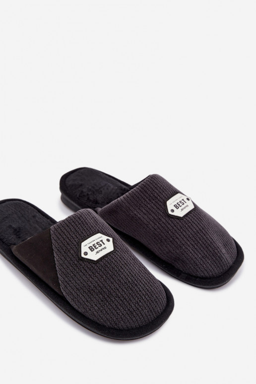 Men's slippers with patch Black Presine