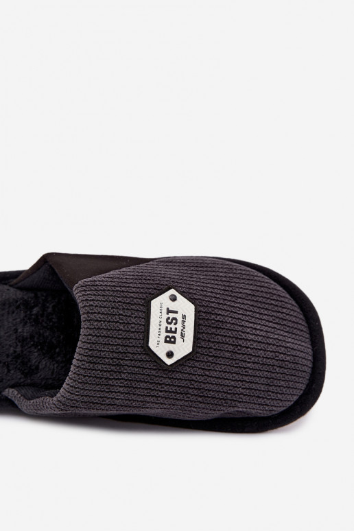 Men's slippers with patch Black Presine