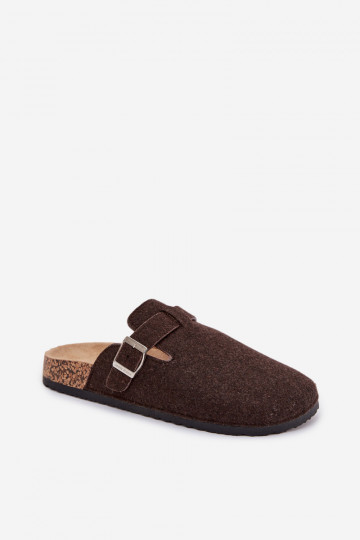 Men's slippers with buckle chocolate Luvan