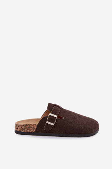 Men's slippers with buckle chocolate Luvan 2