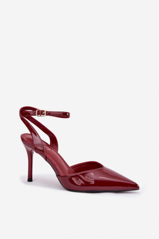 Lacquered high heels with open heel Bordeaux Laretta