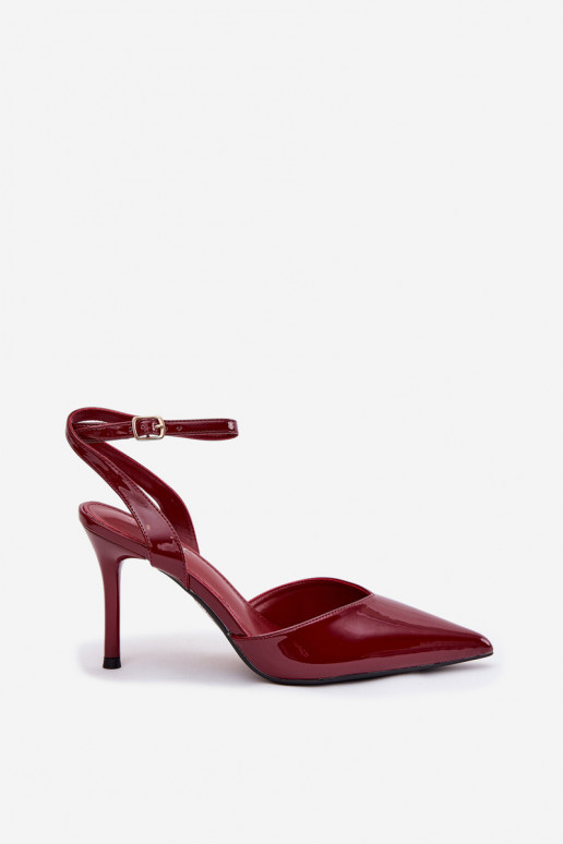 Lacquered high heels with open heel Bordeaux Laretta