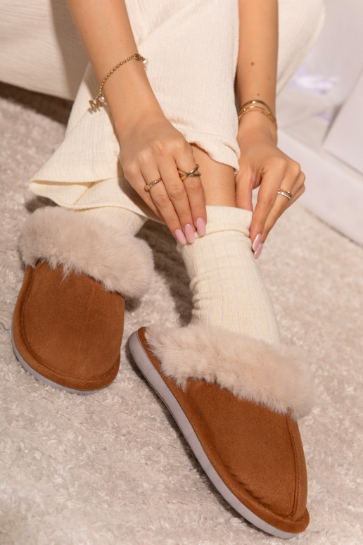 Women's slippers with fur Camel Delissa