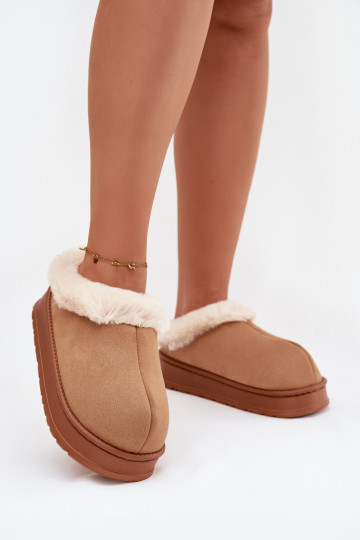 Women's slippers with fur lining Camel Eveline 2