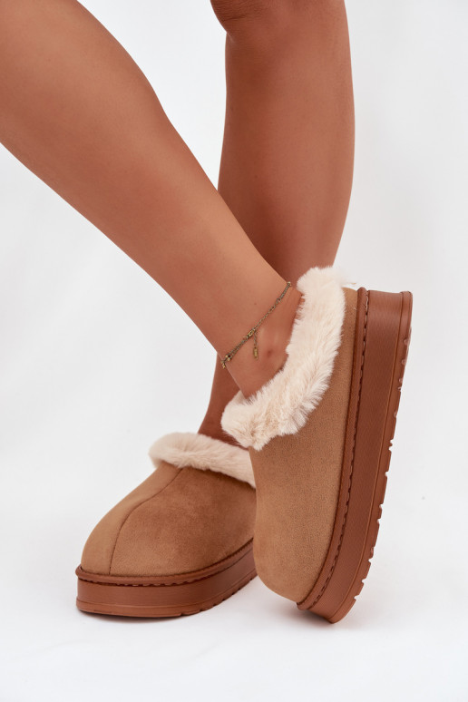 Women's slippers with fur lining Camel Eveline
