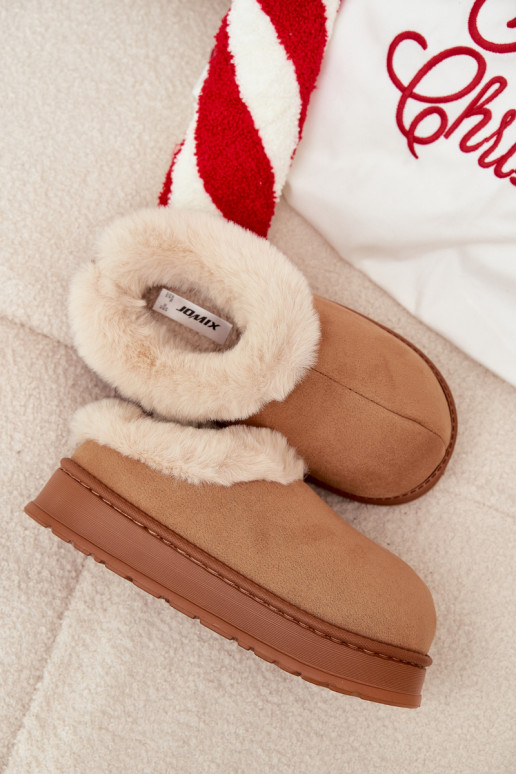 Women's slippers with fur lining Camel Eveline