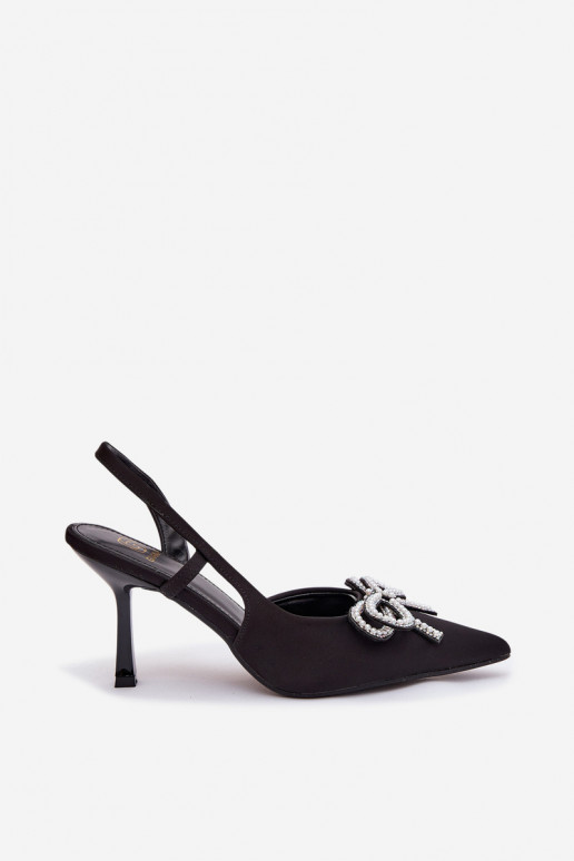 Heeled shoes with bow and open heel Black Derissa