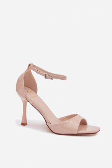 Patent Leather High Heel Sandals Beige Revella 2