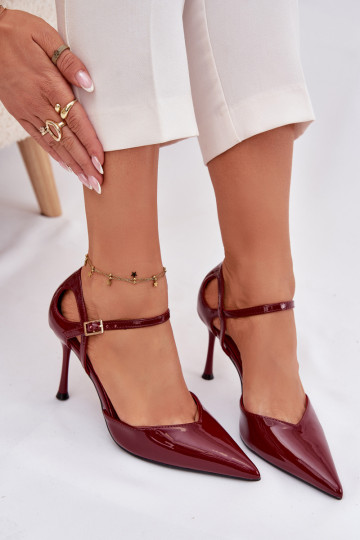 Patent Leather Heels with Strap Bordeaux Tarilin 2