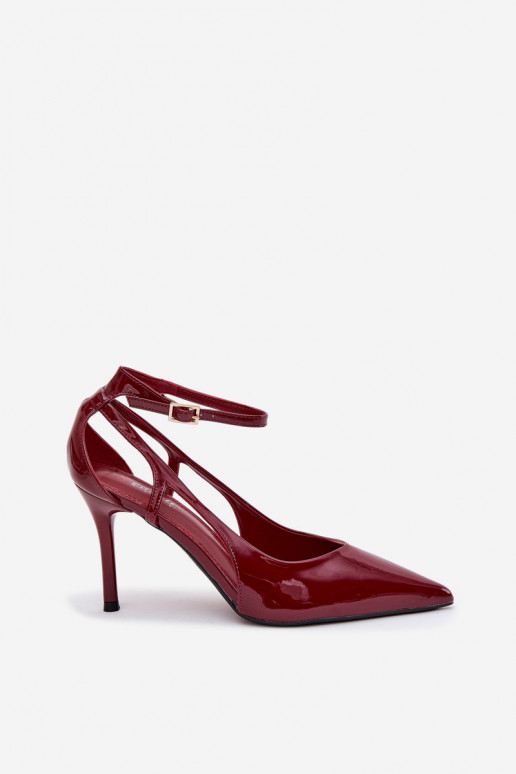 Patent Leather High Heels Made of Eco Leather Burgundy Fionnel