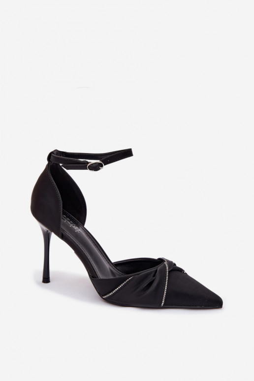 High heels with crystals Black Katlina
