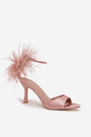 High Heel Sandals With Feathers Dirty Pink Caelina 2