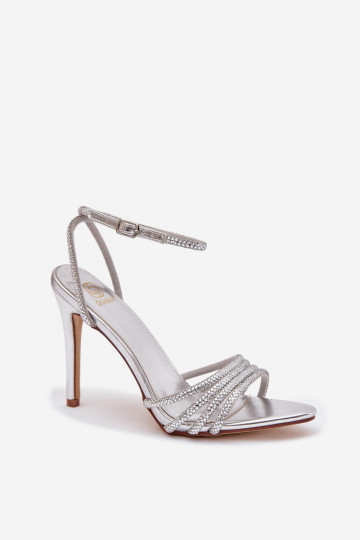 High Heel Sandals with Crystals Silver Rosavie 2
