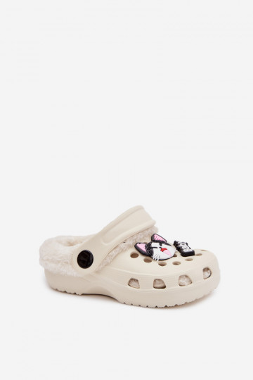 Foam Children's Slippers Lined with Fur with Fasteners Creamy Cerelle