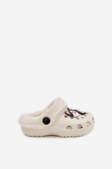 Foam Children's Slippers Lined with Fur with Fasteners Creamy Cerelle 2