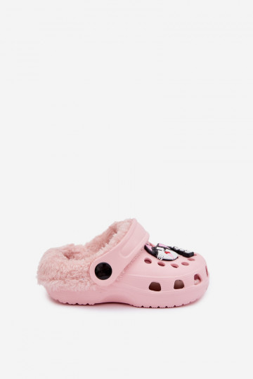 Piankowe Klapki Dziecięce Ocieplane FuterkiemwithPrzypinkami Różowe Cerelle 2