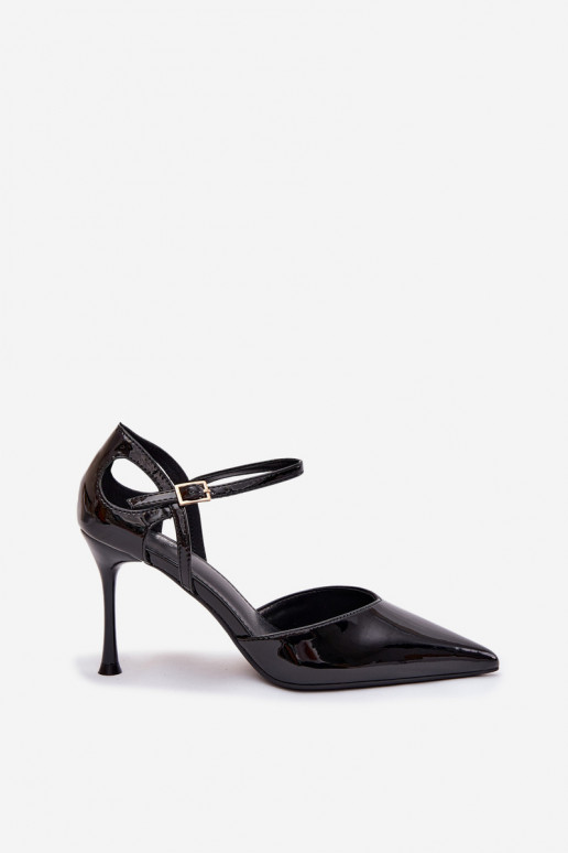 Lacquered High Heels with Strap Black Tarilin