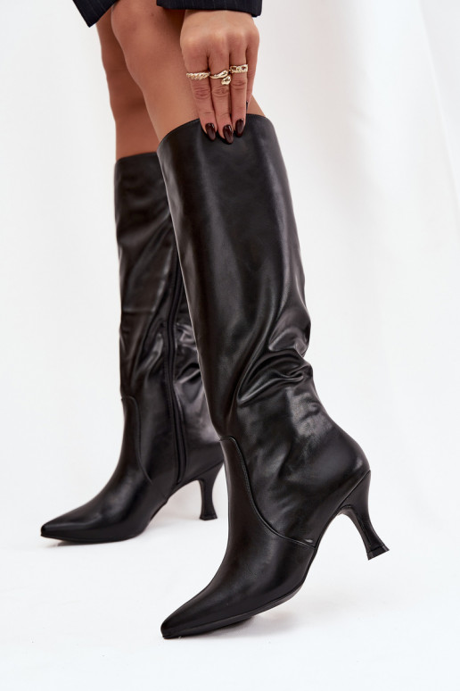 Women's High Heel Boots Made of Eco Leather Black Karella