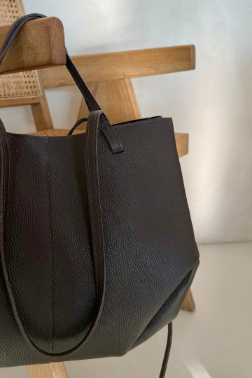 Shopper Bag Made of Natural Leather Chocolate Halinne 2