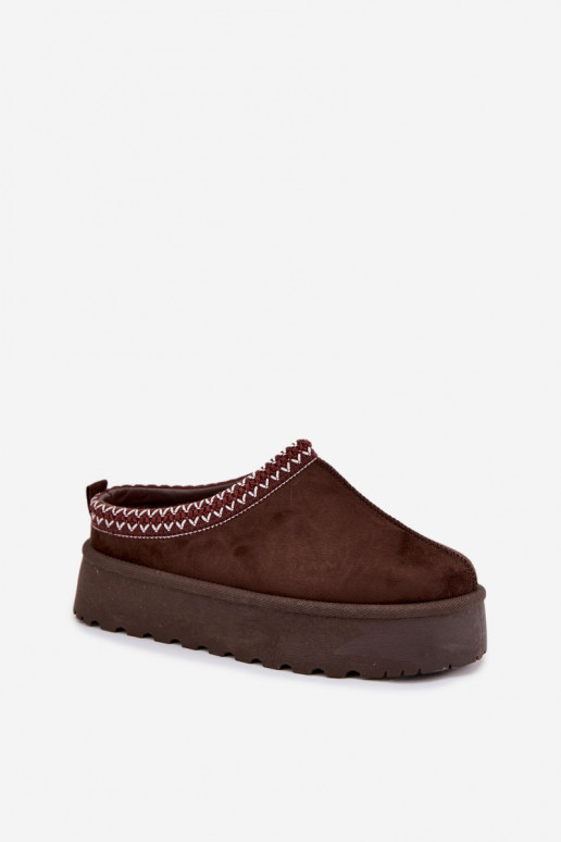 Low Women's Snow Boots with Embroidery on Platform Chocolate Narirya