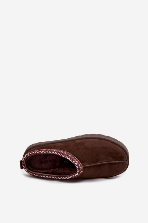 Low Women's Snow Boots with Embroidery on Platform Chocolate Narirya