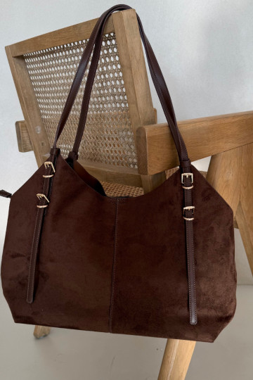 Skopper Bag Made of Eco Suede Chocolate Sorvelle