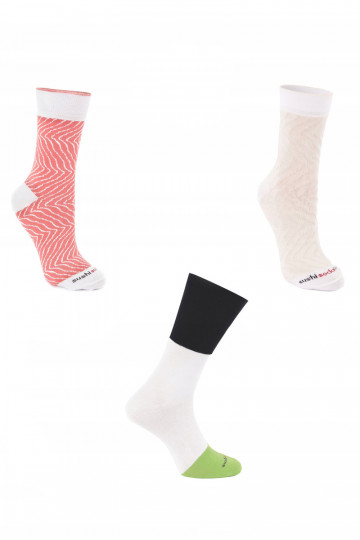 Rainbow Socks Sushi 3 Pairs Butterfish Maki Cucumber Salmon 2