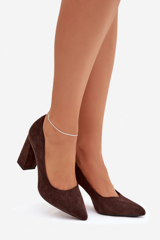 Suede heeled shoes Sergio Leone PB216 chocolate