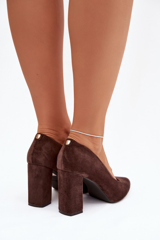 Suede heeled shoes Sergio Leone PB216 chocolate