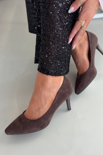 Eco Suede Heels Sergio Leone 1336 Chocolate