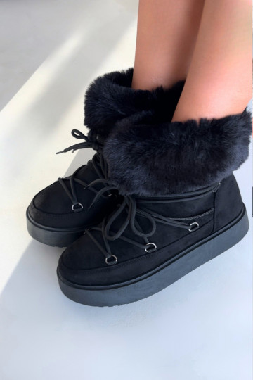 Snow boots with fur and laces Black Sarivie 2