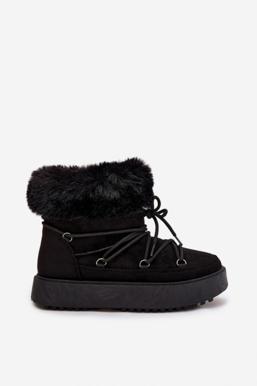 Snow boots with fur and laces Black Sarivie