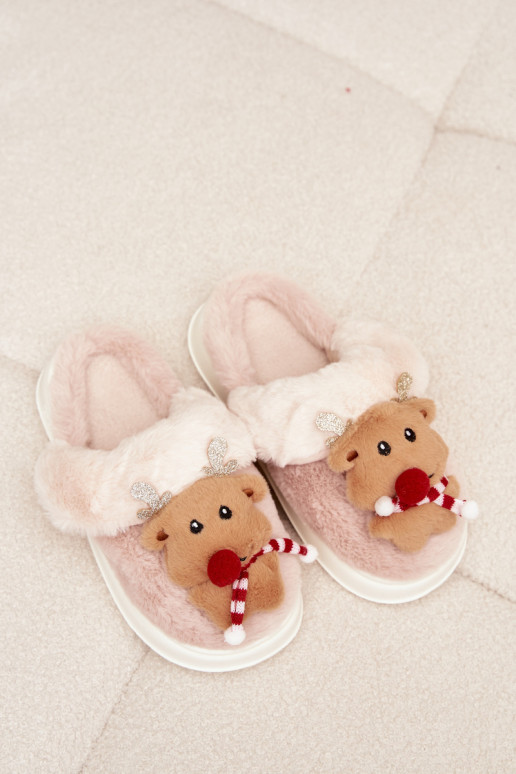 Festive Leather House Slippers Women Reindeer Beige Ilianne