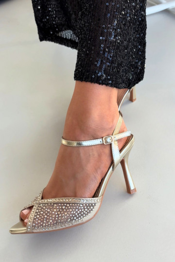 Women's High Heel Sandals with Gold Embellishment Peloria 2