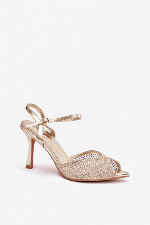 Women's High Heel Sandals with Gold Embellishment Peloria