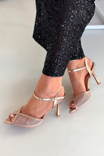 Women's High Heel Sandals with Embellishment Champagne Peloria 2