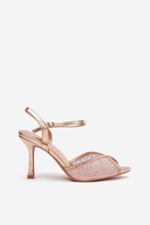 Women's High Heel Sandals with Embellishment Champagne Peloria