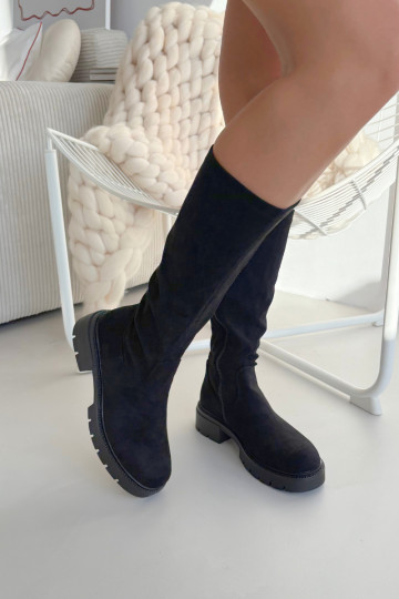 Women's boots from eco suede black Oceana