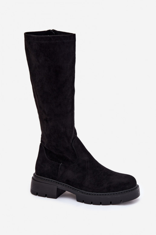 Women's boots from eco suede black Oceana