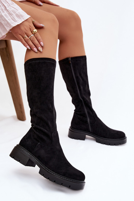 Women's boots from eco suede black Oceana