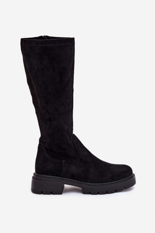 Women's boots from eco suede black Oceana