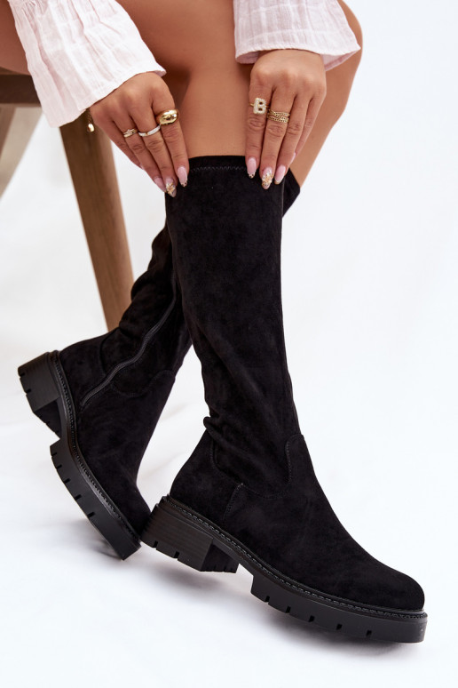 Women's boots from eco suede black Oceana