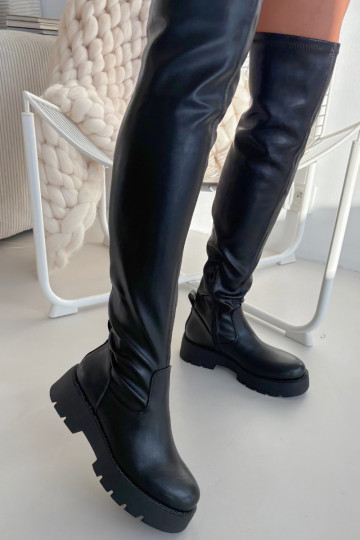 Knee-high Boots With Rhinestones Black Rivessa