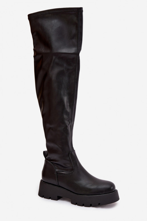 Knee-high Boots With Rhinestones Black Rivessa