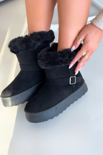 Women's Snow Boots On Platform With Buckle And Faux Fur Czarne Jesella