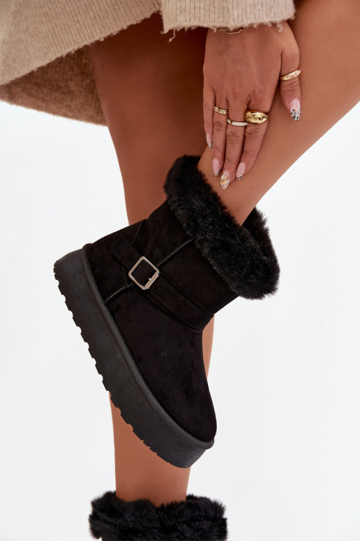 Women's Snow Boots On Platform With Buckle And Faux Fur Czarne Jesella