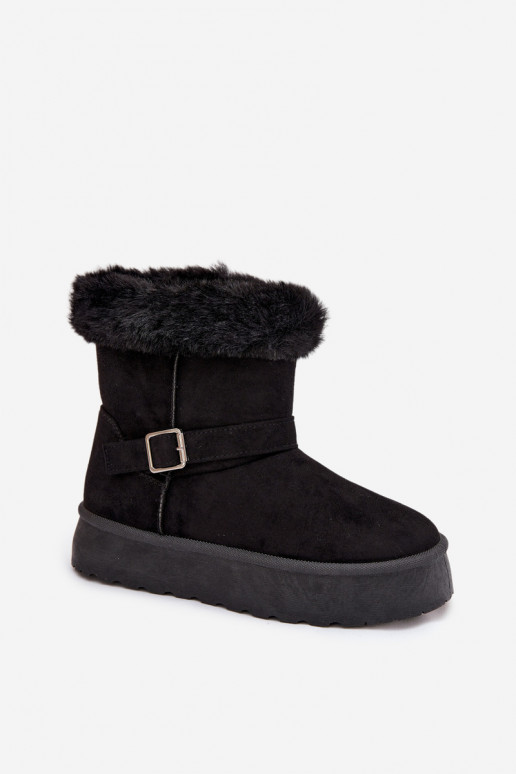 Women's Snow Boots On Platform With Buckle And Faux Fur Czarne Jesella