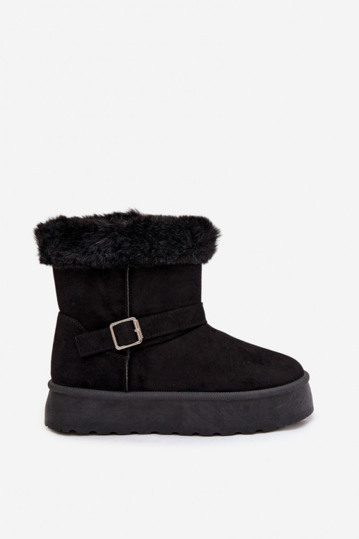 Women's Snow Boots On Platform With Buckle And Faux Fur Czarne Jesella