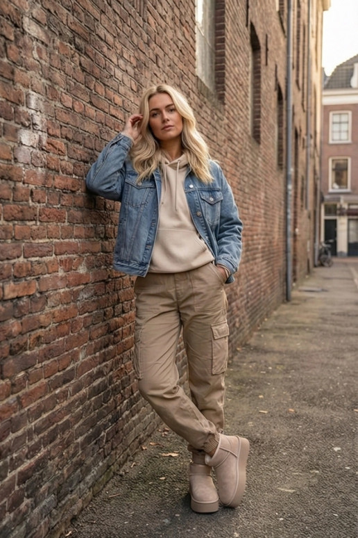 Women's snow boots made of natural suede beige Mairene